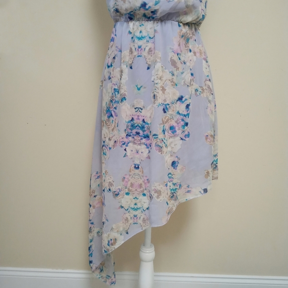 Lavender Pastel Floral Layered Sheer Dress Flowy - Picture 4 of 7